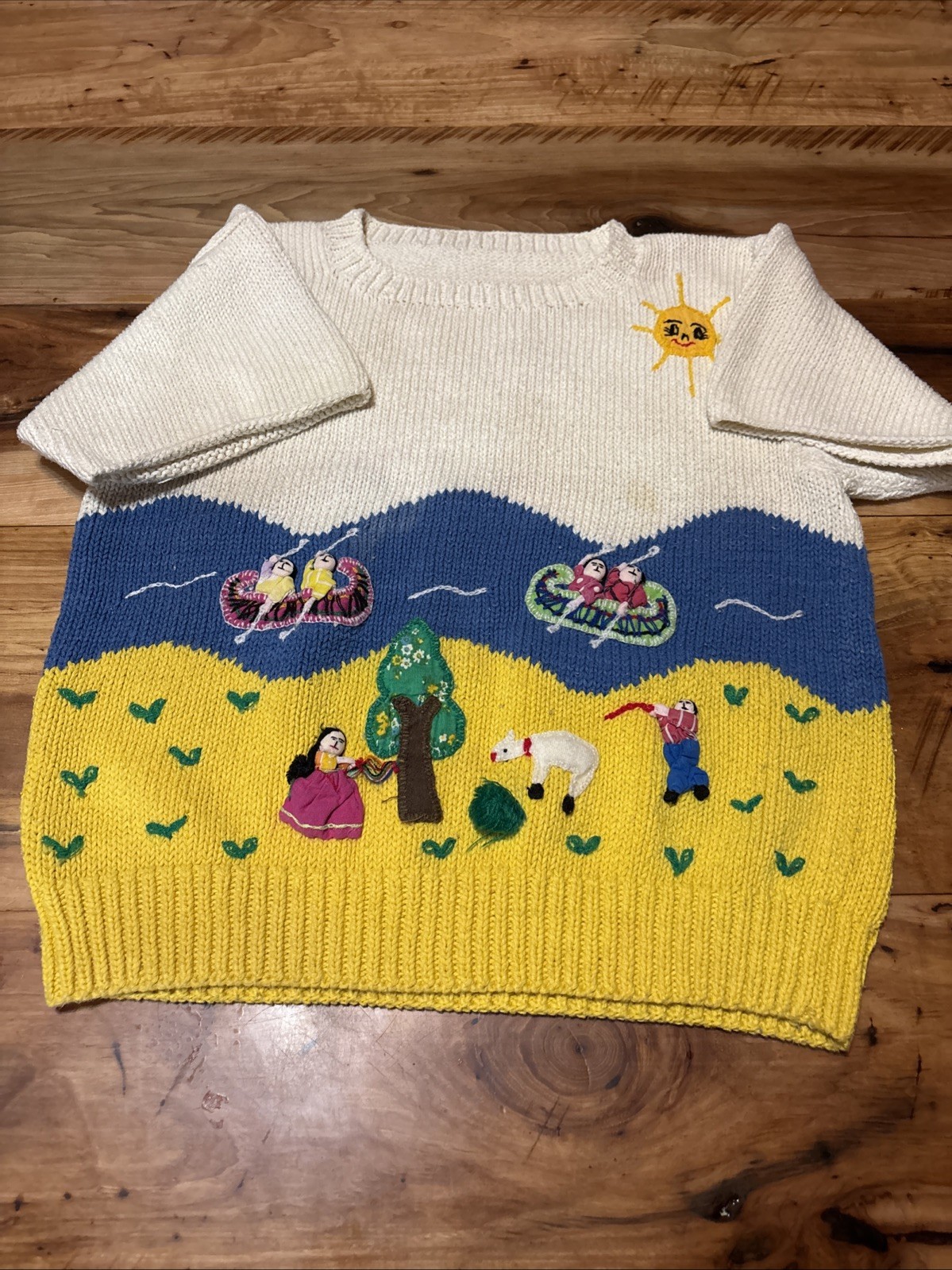 Vintage Handmade Cotton Sweater Peruvian Artist Jon Planas /Rachel&rsquo;s Collection