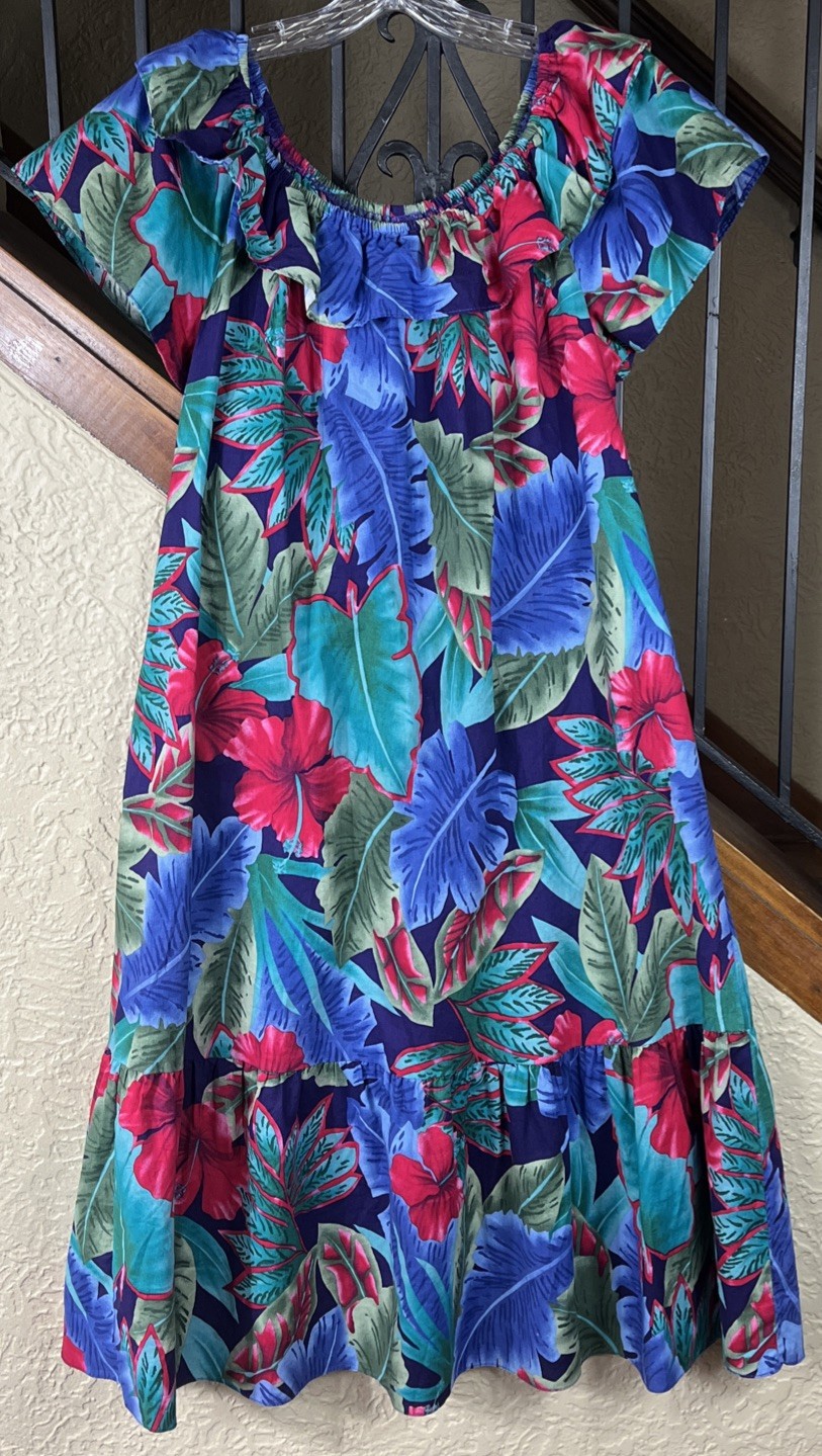 VTG Hilo Hattie Floral Muumuu MIDI Dress Women’s L