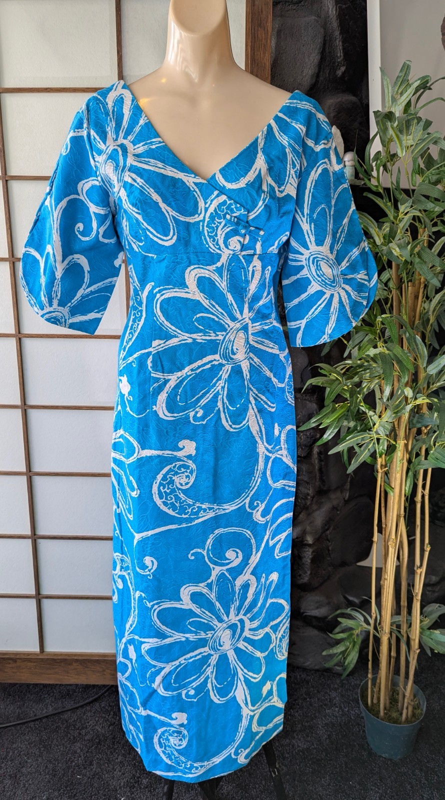 Vtg 60s MCINERNY By SYDNEY Honolulu Traditional Floral Maxi Dress Sz Modern Sz S