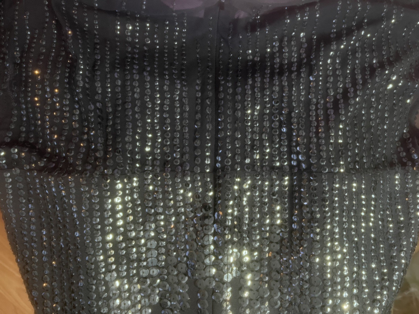 Vintage Black Beaded Sequin Illusion Elegant Evening Gown Women&rsquo;s Dress