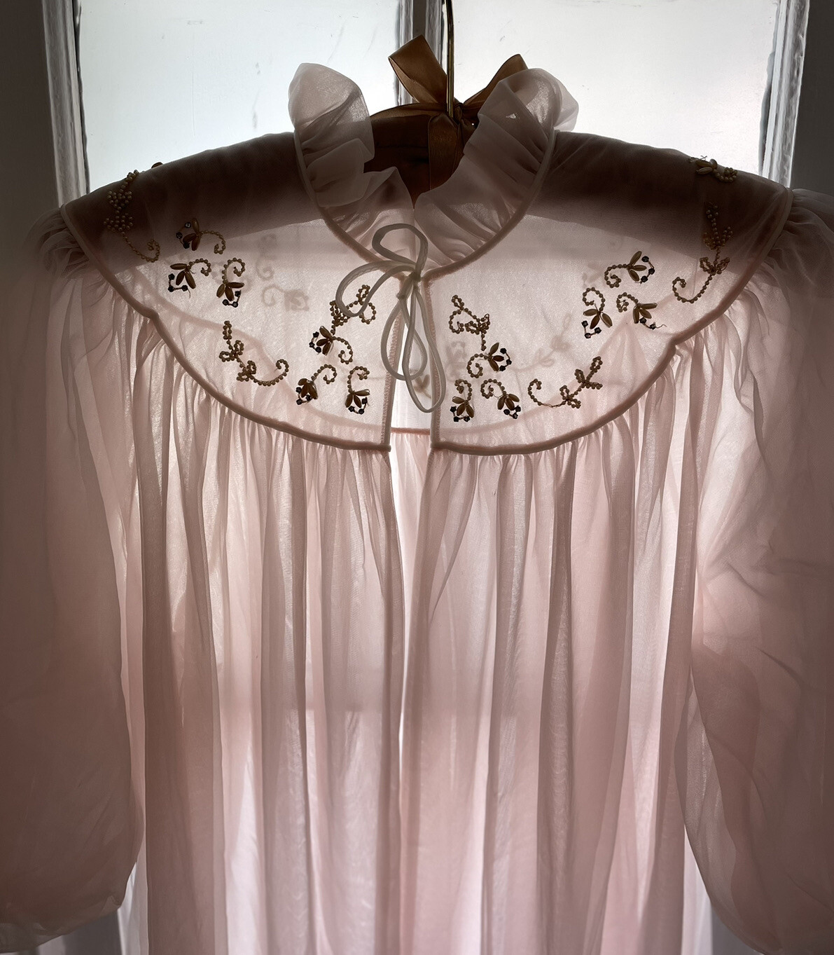 1950s Double Sheer Pink Robe Peignoir Carter&rsquo;s DuPont Nylon SZ S