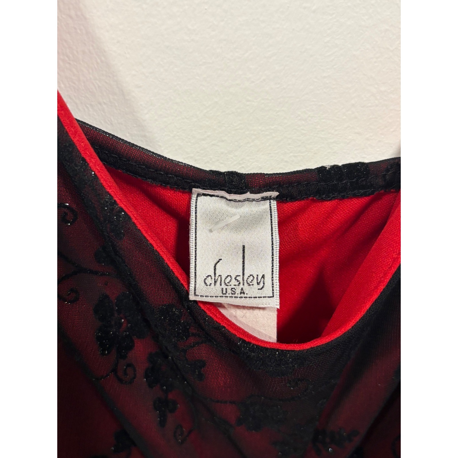 Chesley Red/Black Floral Slip Dress Women&rsquo;s XL Vintage Y2K Evening Cocktail