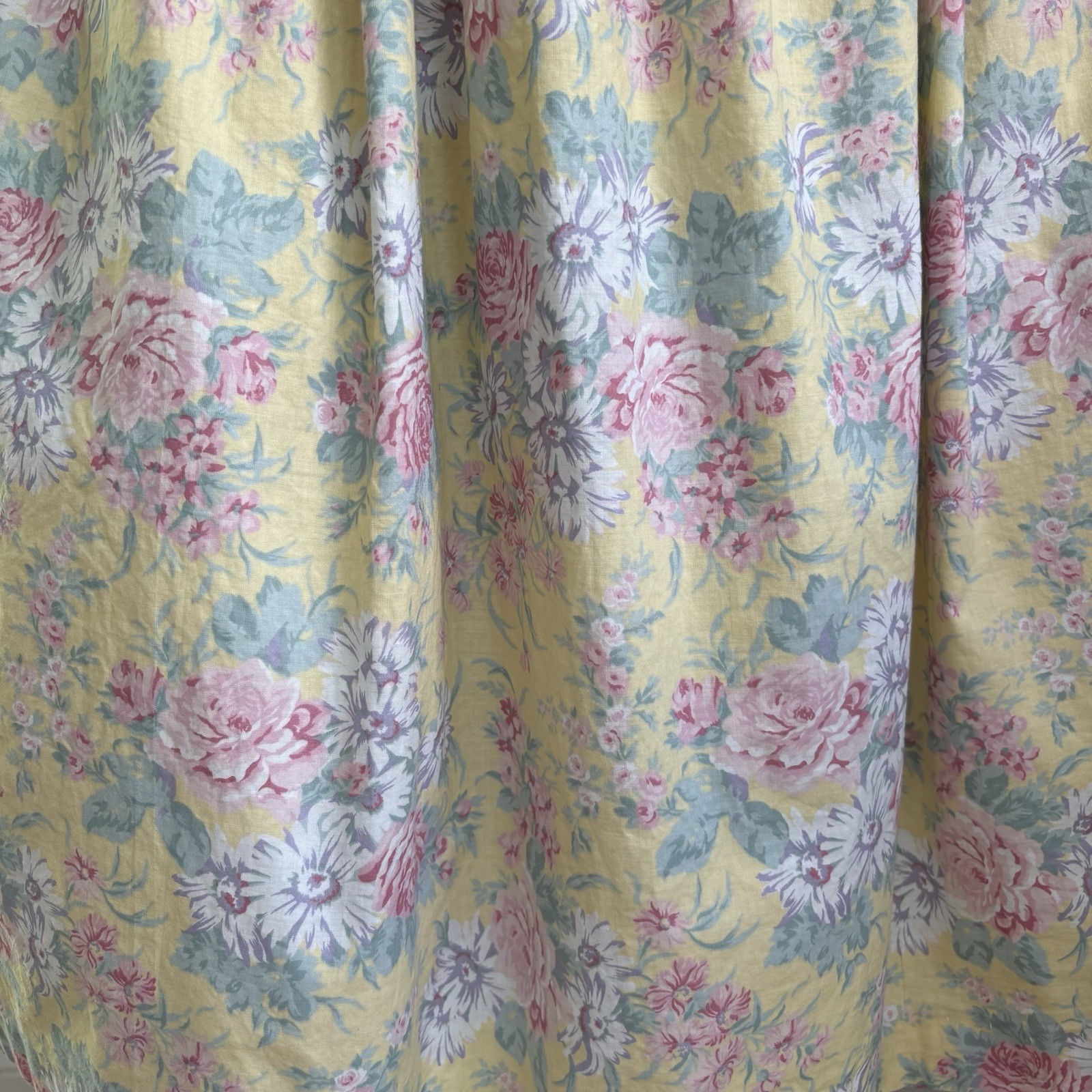 Vintage 80’s Laura Ashley Roses & Daisies Yellow Sailor Dress S/M Cottagecore