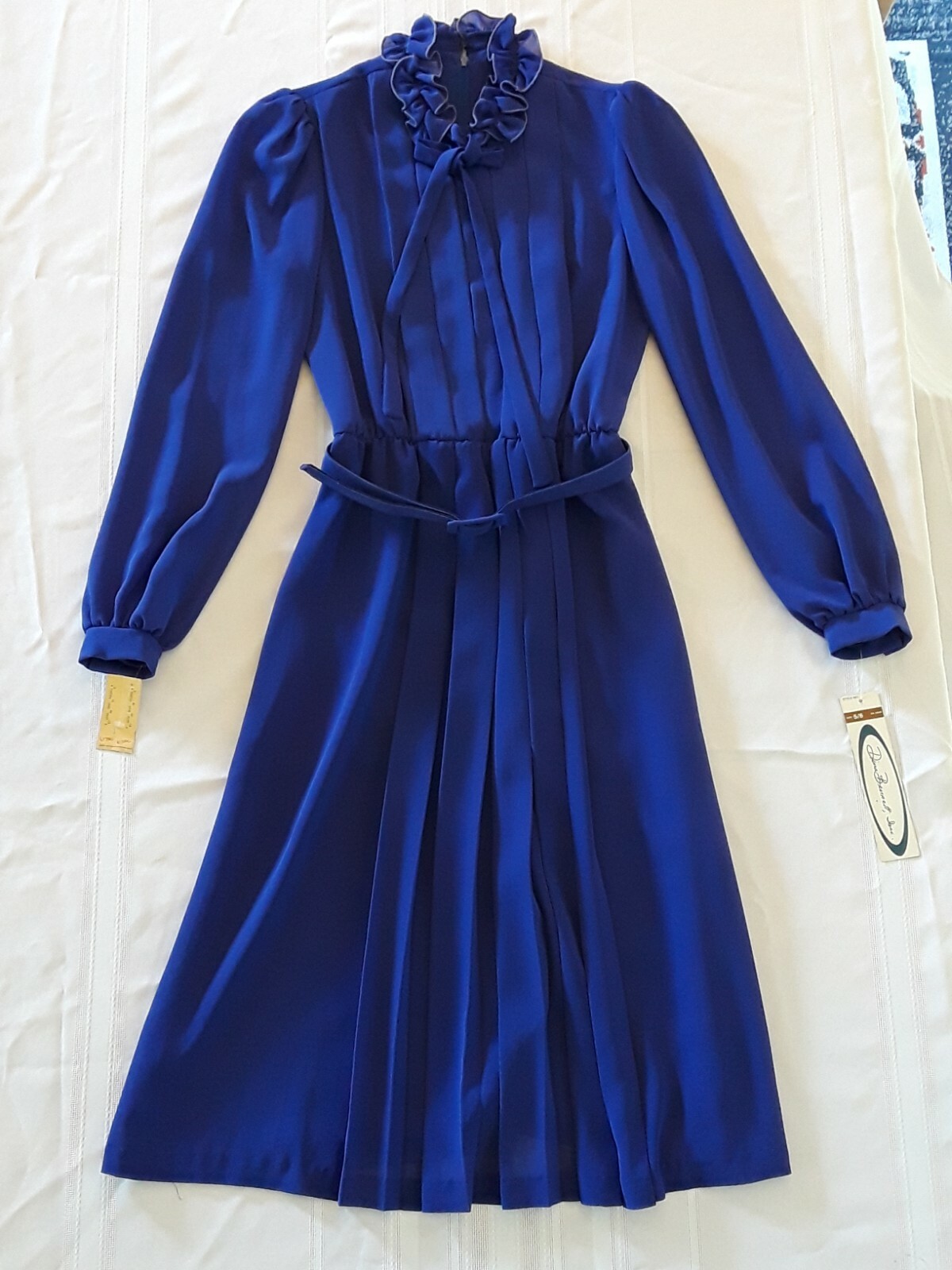 Vintage Dina Bennett Dress Purple/Blue Size 5/6 Long Sleeve Retro Spring Summer