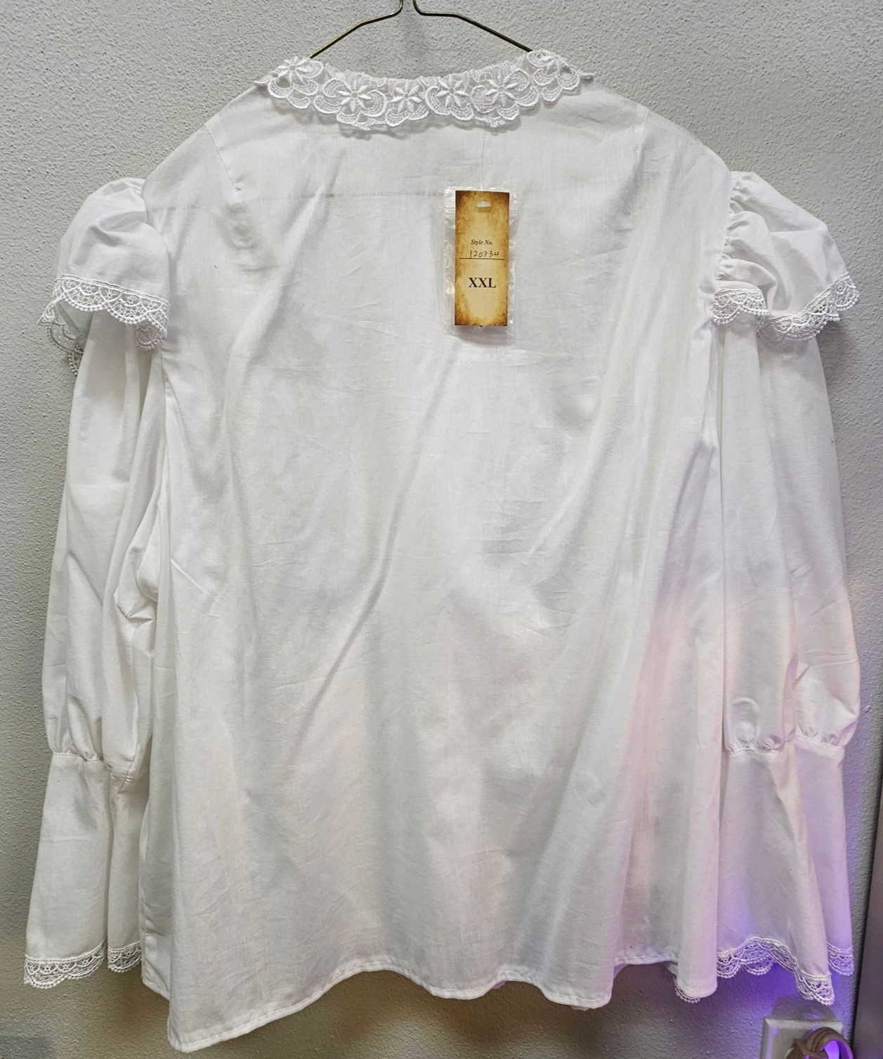Vintage Recollections LNG Sleeve Button Up White Lace Blouse Victorian Edwardian