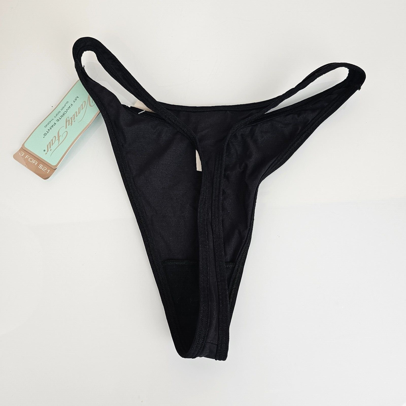 Vintage Vanity Fair My Favorite Pants Super Soft Thong Panties Black 6 M 18141