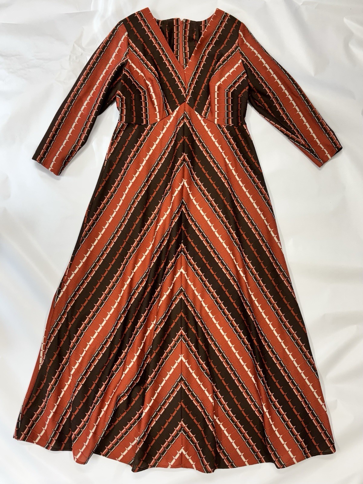 Vintage Lane Bryant Dress-16.5-Orange/Brown Polyester 70s Funky Unique