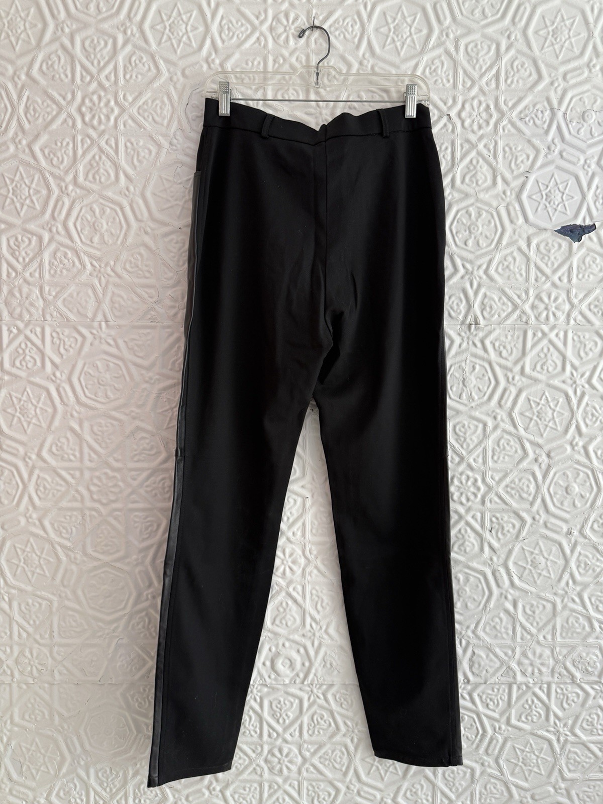 vintage Escada lamb nappa Leather & wool Pants Black slim Trouser 1990s 2000s