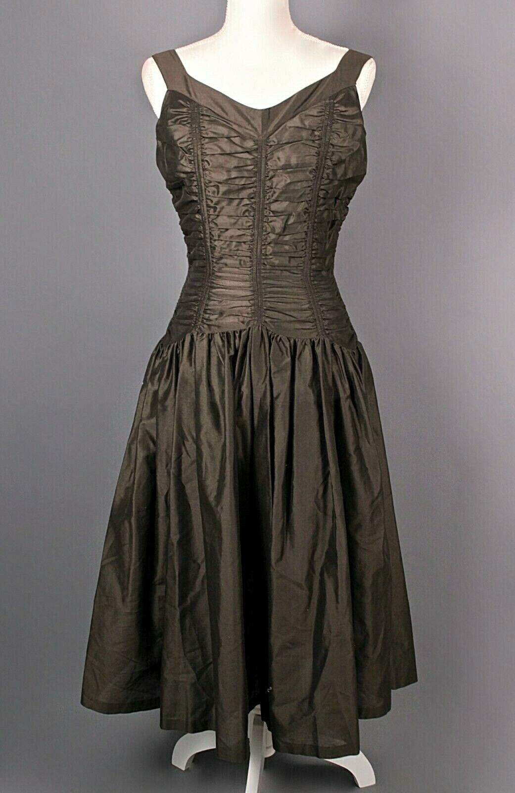 VTG Women&rsquo;s 50s Dark Brown Dress / Gown Sz S 1950s Cocktail