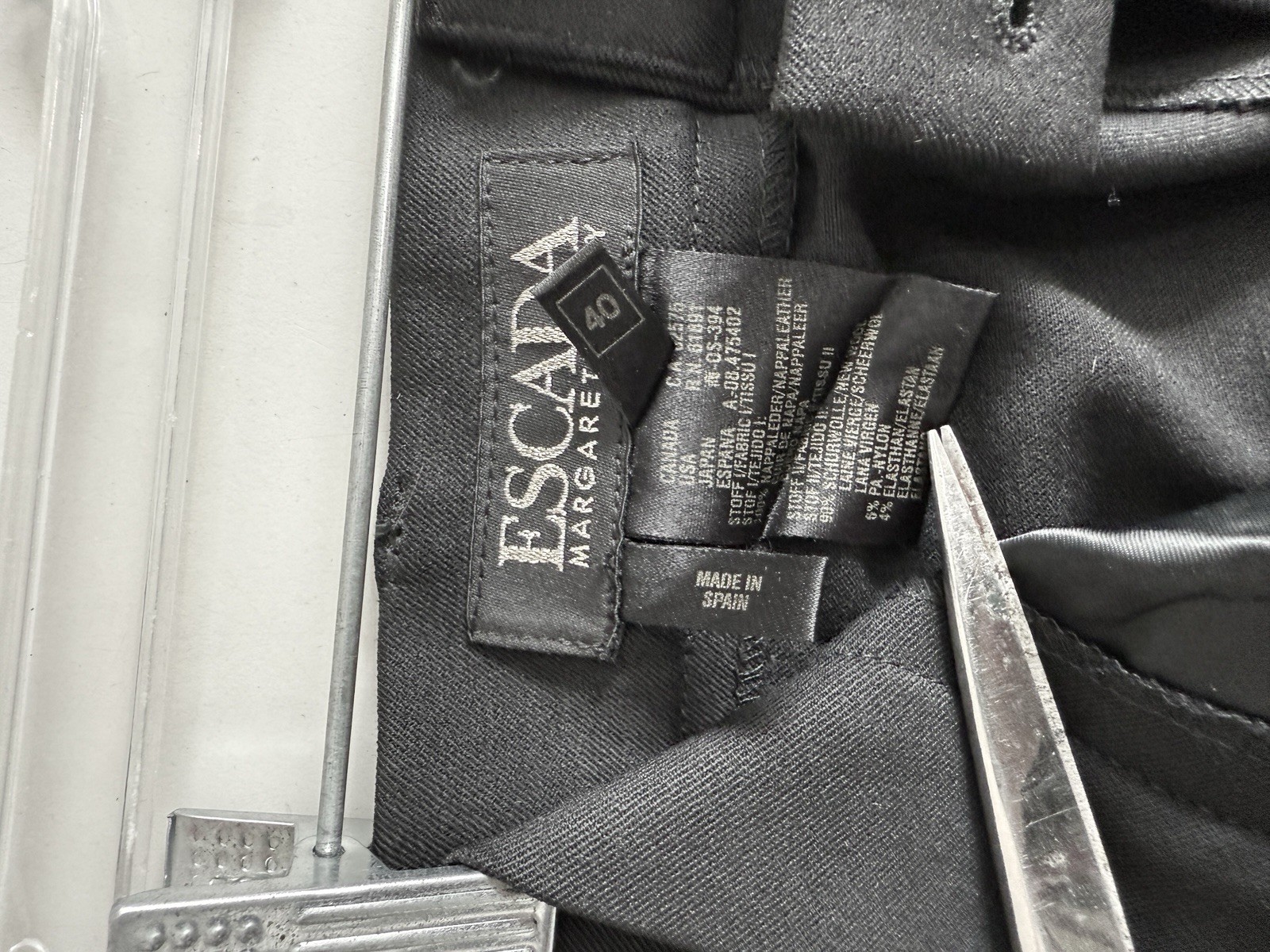 vintage Escada lamb nappa Leather & wool Pants Black slim Trouser 1990s 2000s