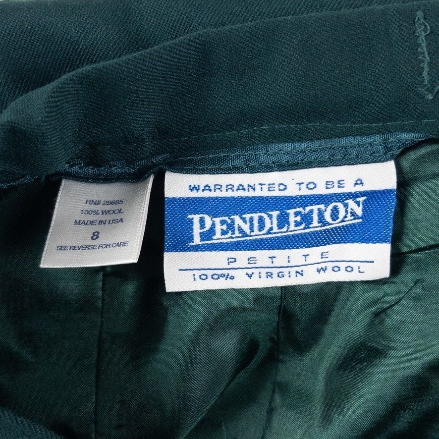 Pendleton Blazer Skirt Suit Womens 8P Green Virgin Wool Vintage Made in USA Suit
