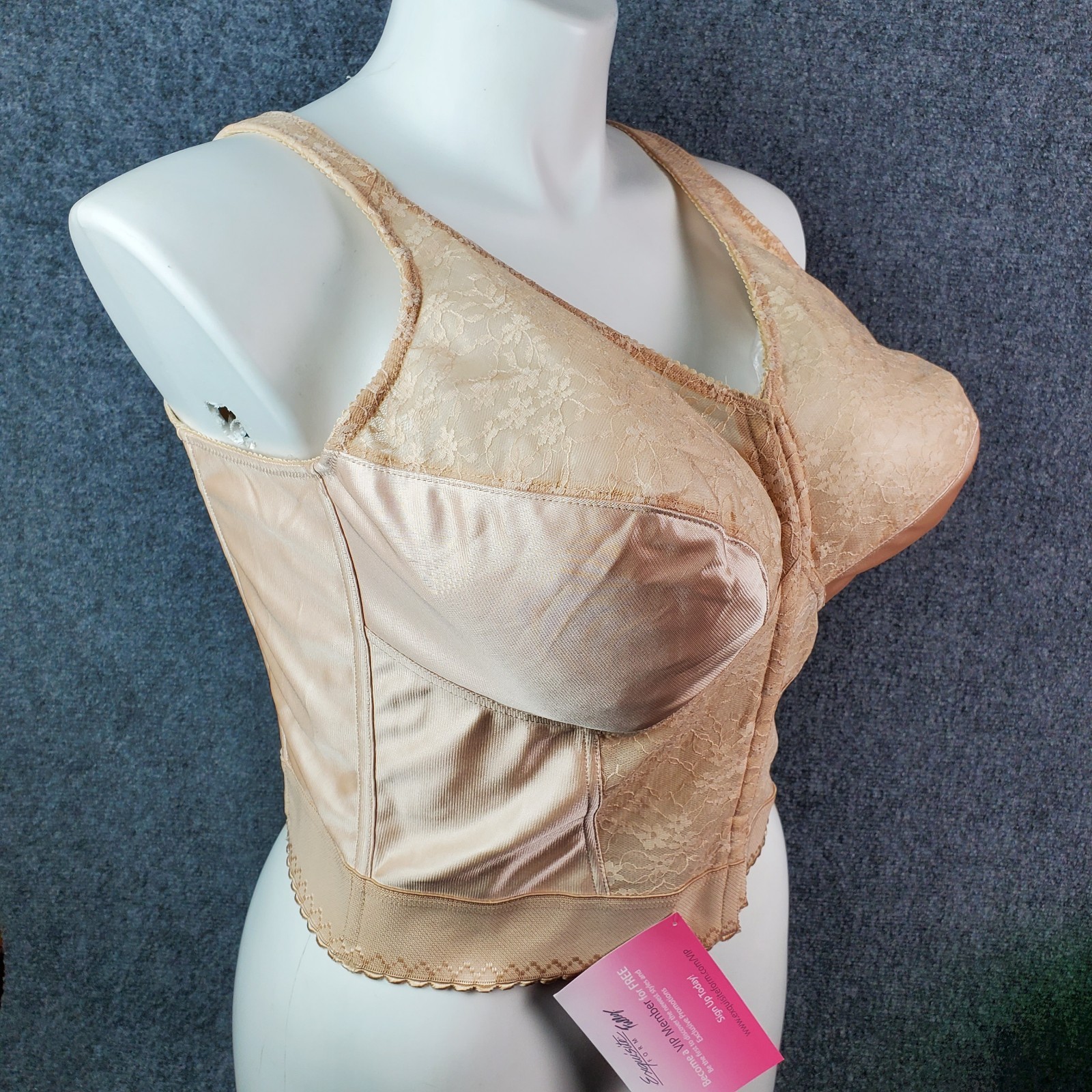 VTG Long Line Bullet Bra Corset Bustier Cincher Shaper 40DD Pin Up Lingerie