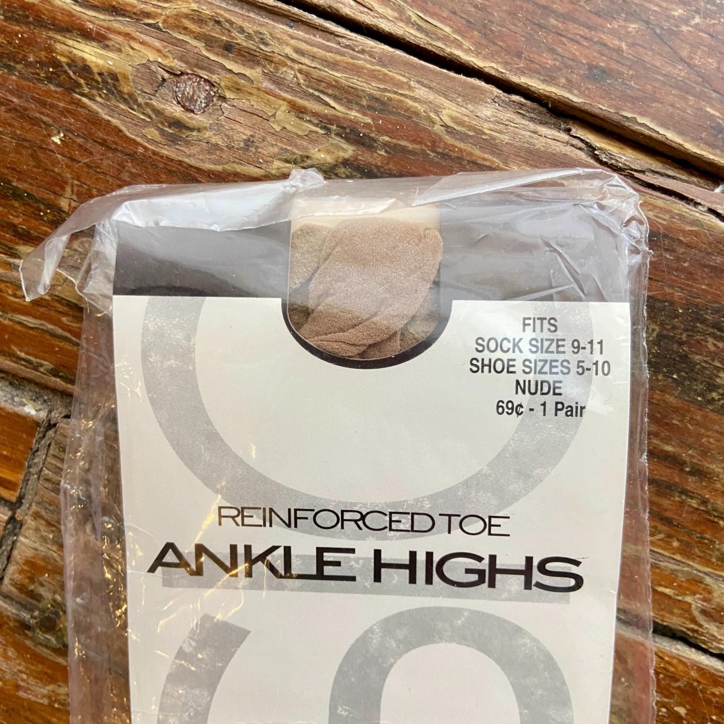 New Kmart Basic Editions Ankle Highs Stockings Reinforced Toe Nude USA NOS