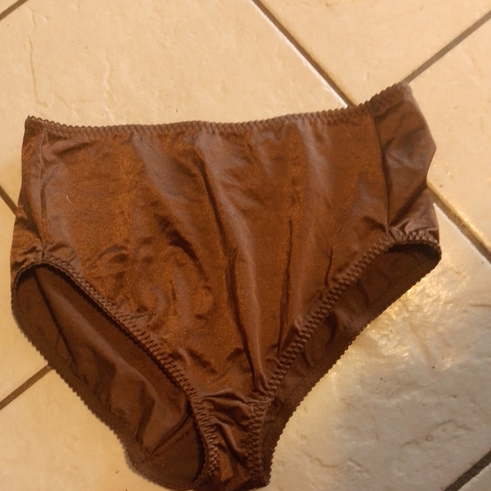 Vintage Vassarette Second Skin Shiny Satin Brown Panties Briefs Hi Rise,3X