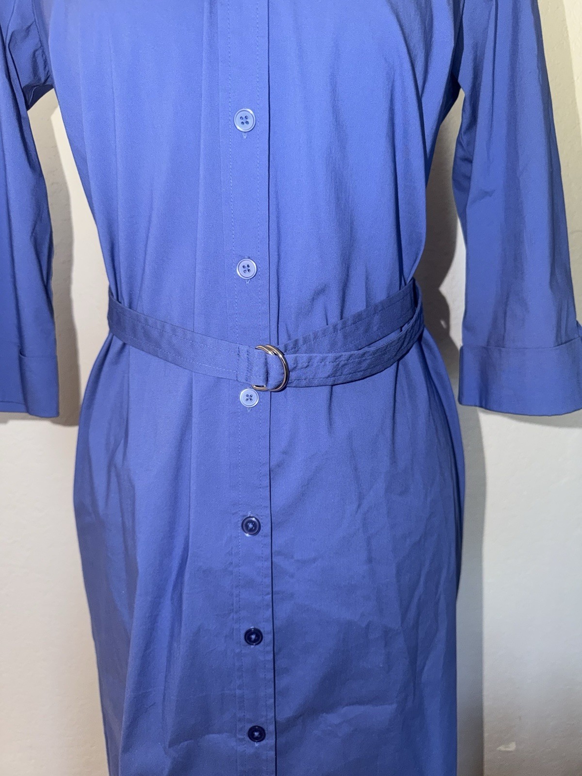 Talbots Peri Blue Iridescent Rockabilly Pencil Dress Pockets Bow 6 Petite