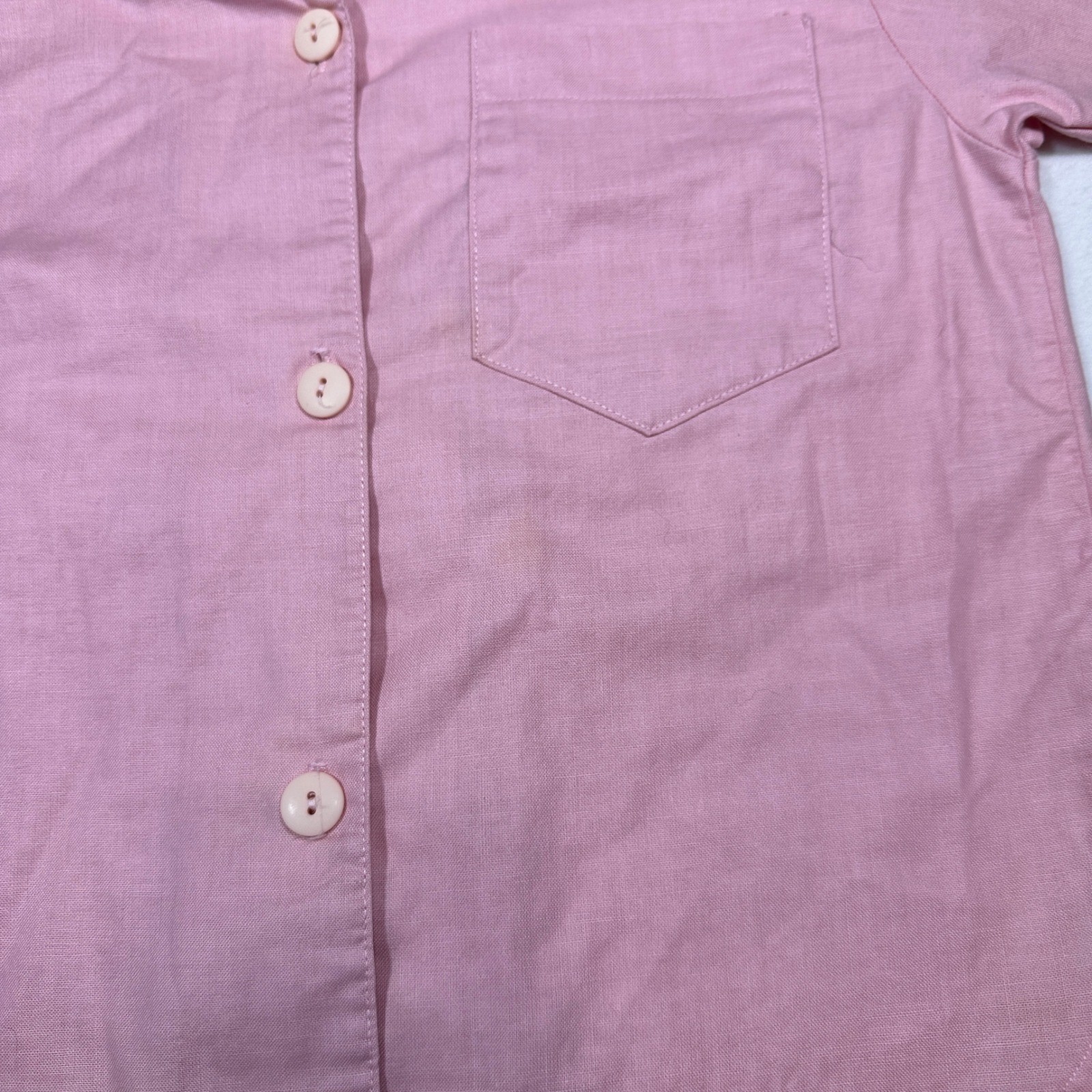Vintage Sasson Pink Short Sleeve Button Down Shirt Camp Collar Size 10 80024