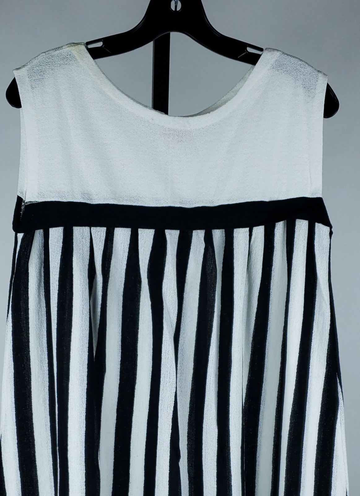 VTG 50s 60s Lolli-Jamas Cotton Mod Shift Dress Black White Stripe Beach Cover Up