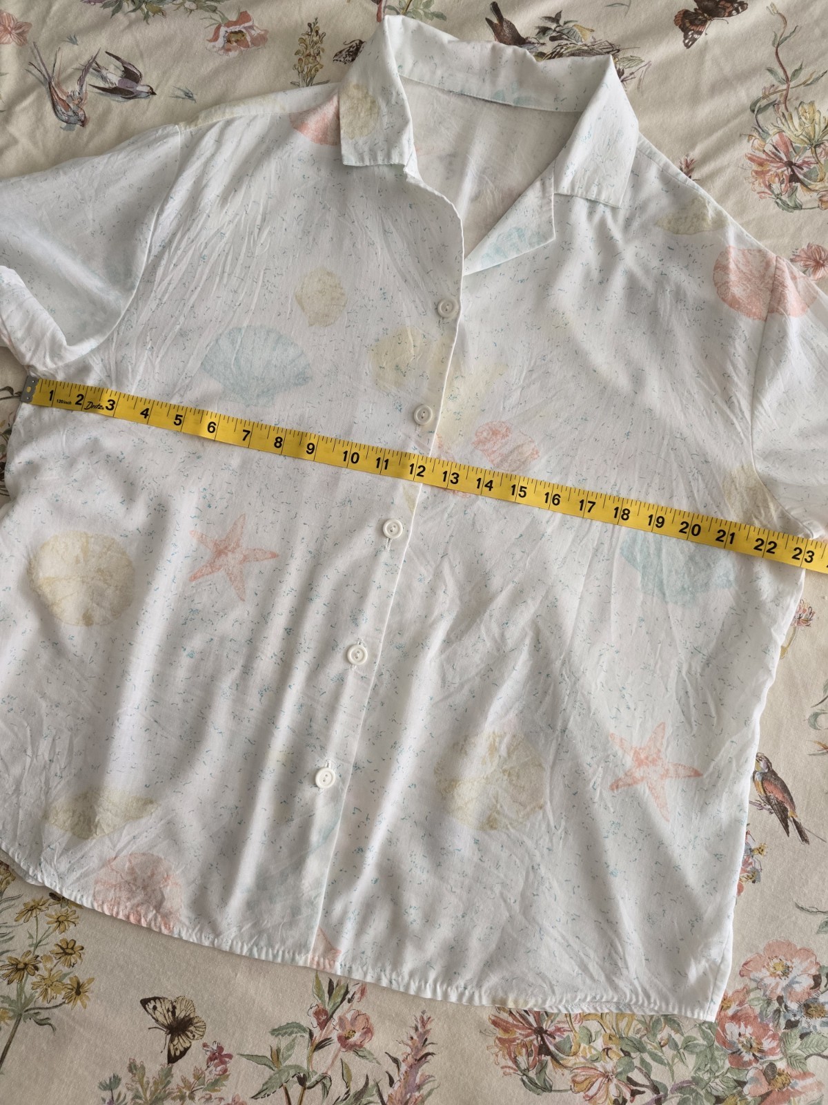 Vintage 80s 90s Seashell Button Up Blouse Womens Large XL Beach Nautical Mermaid