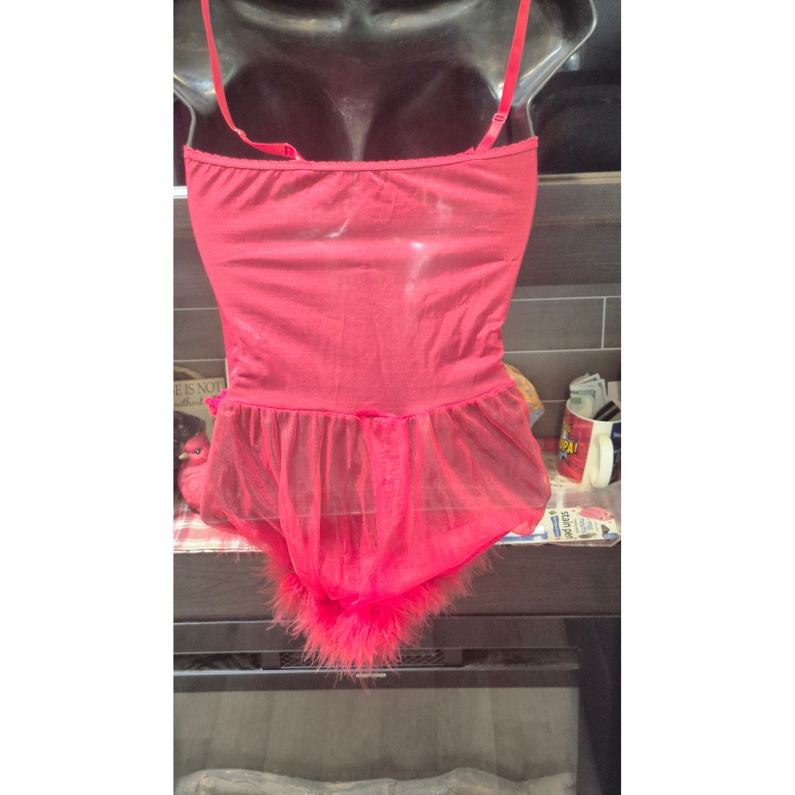 Vintage Faris Style Marabou Feather Teddy Boudoir Lingerie Pin Up Glam L