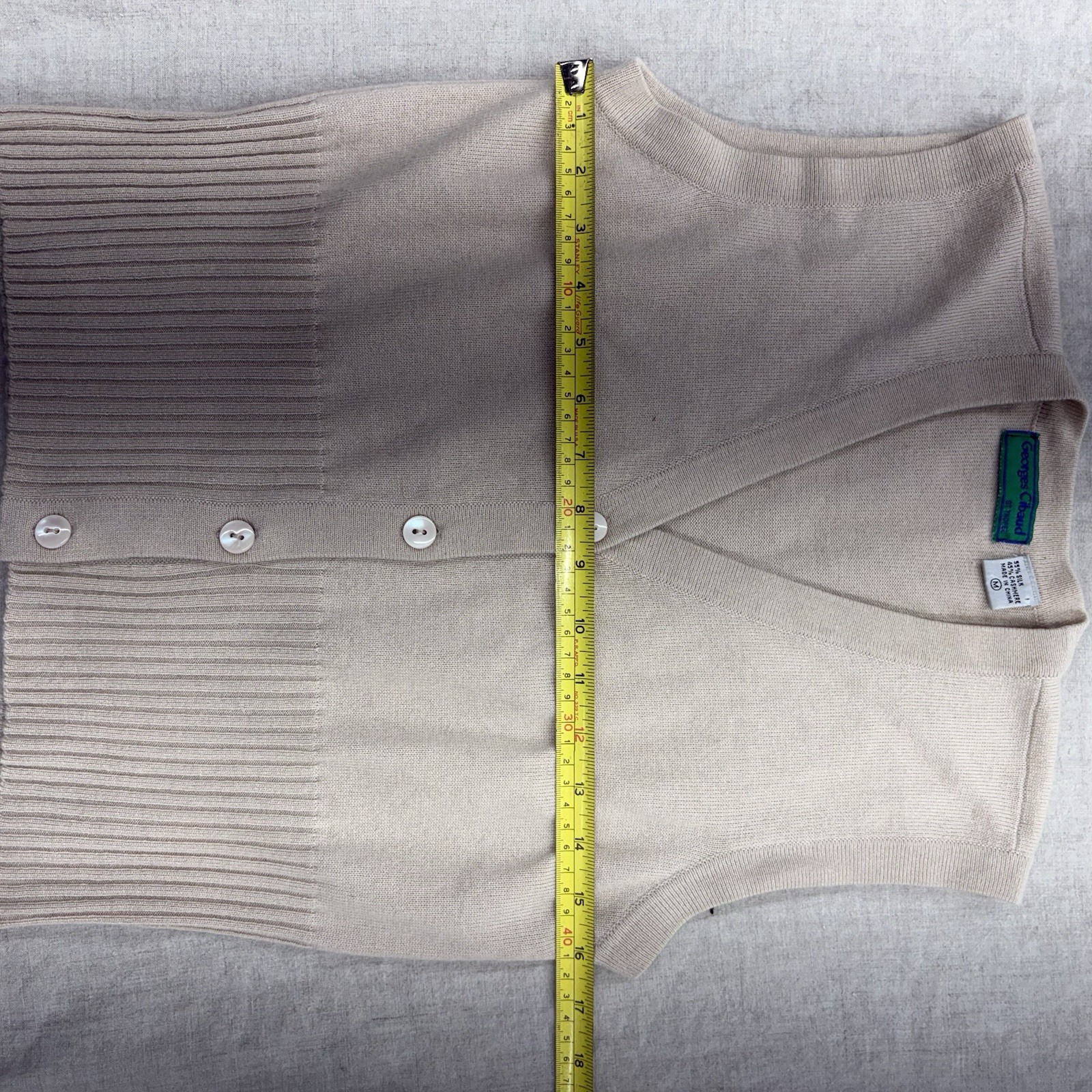 Vintage Silk Cashmere Sweater Vest Beige Button Up Women&rsquo;s Size M
