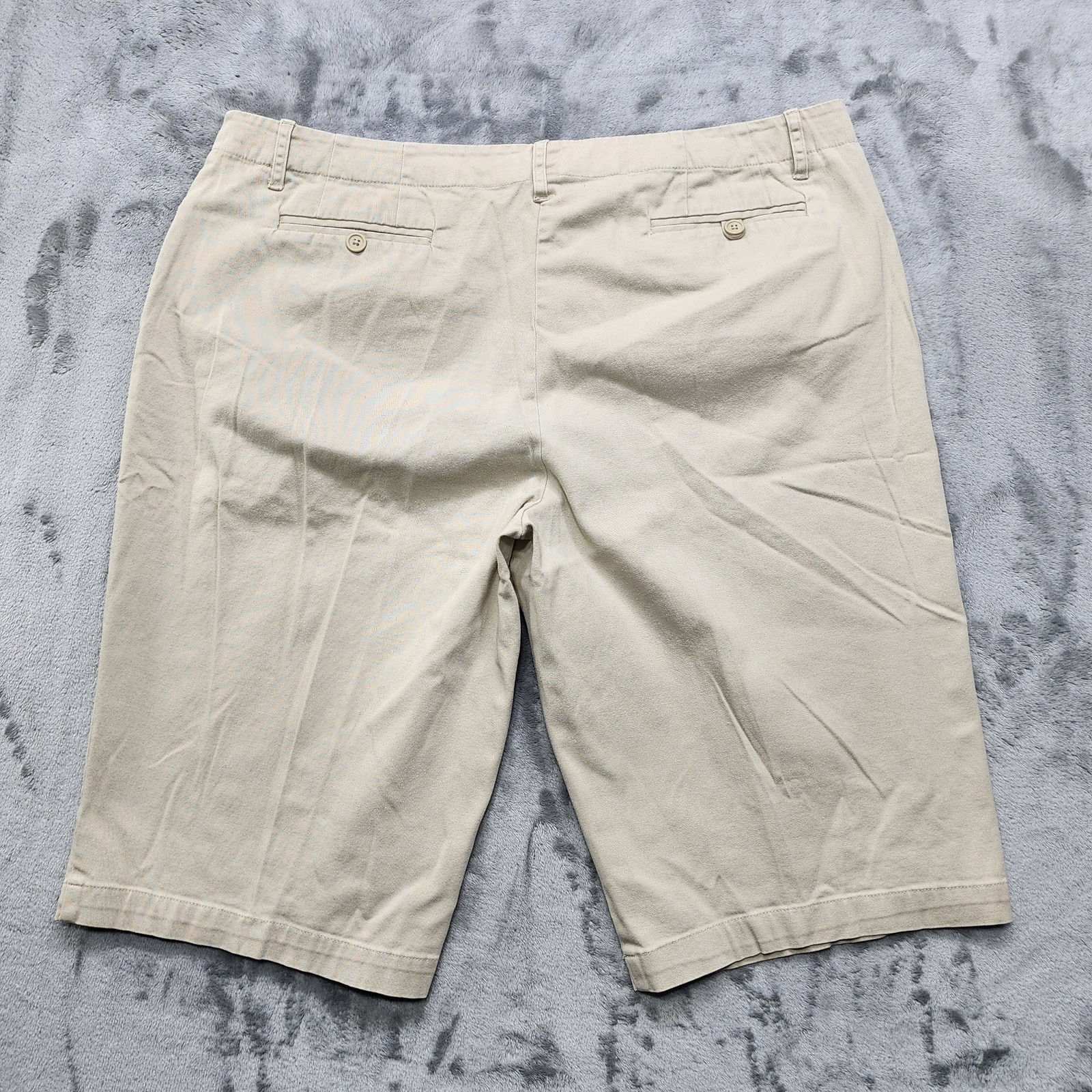 Vintage 90s Basic Editions Shorts Womens 14 Tan Khaki Stretch Cotton Slim Chino