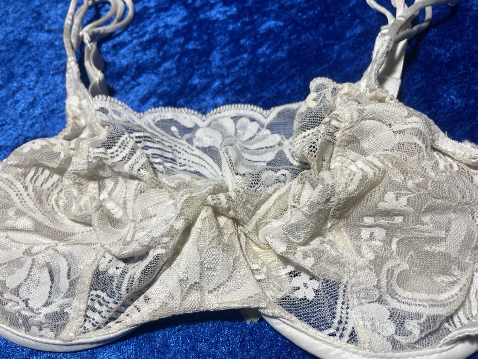 Vintage Special Request Bra 36b White Sheer Lace Underwire Lingerie