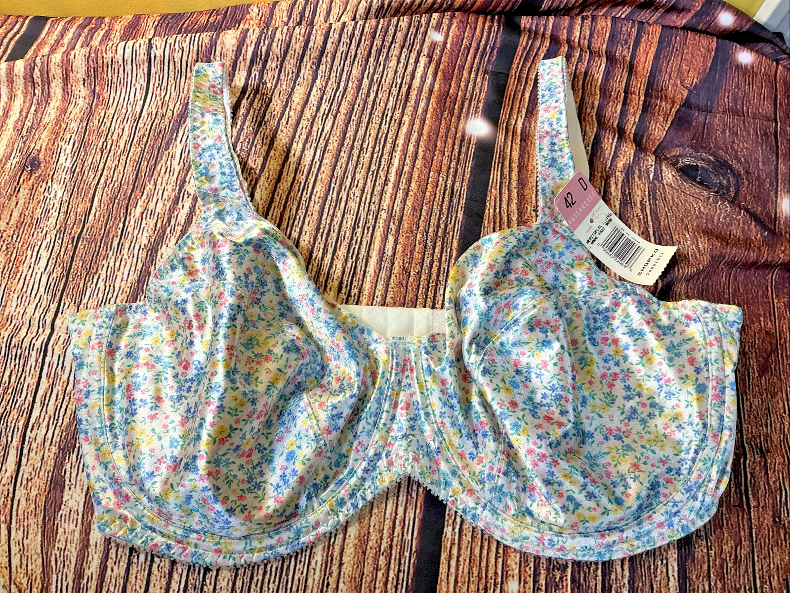 NWT Vintage Vassarette Floral Second Skin Satin Underwire Bra 42D