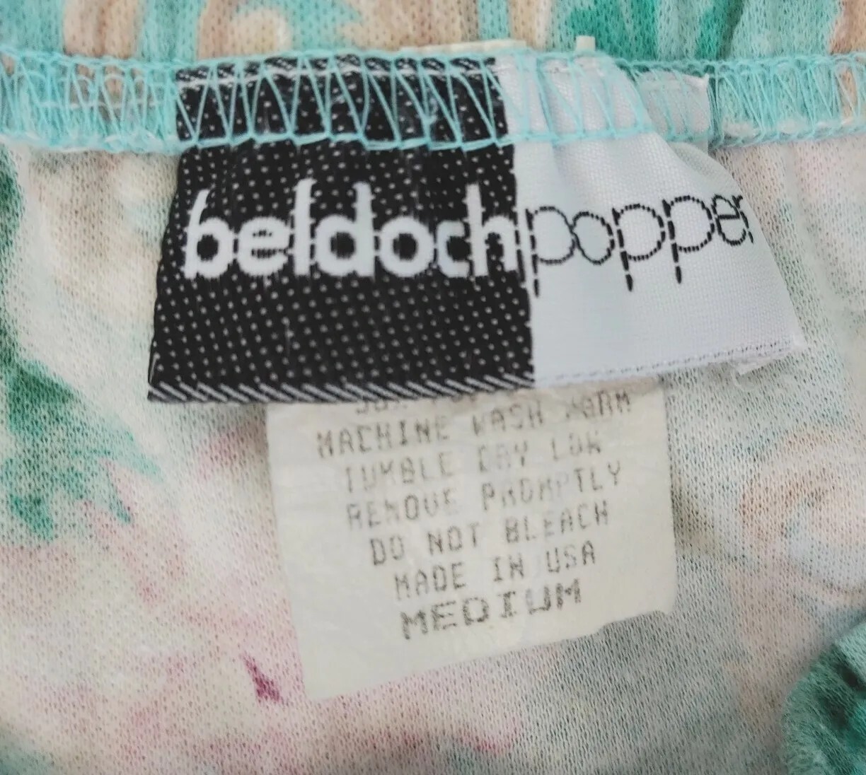 Vintage Beldoch Pepper Mint Green Floral Knit Skirt Size Medium
