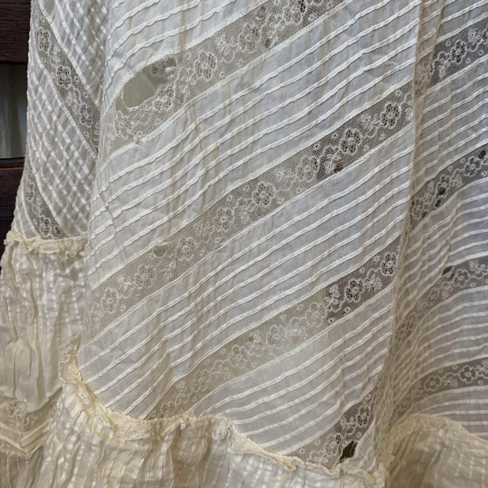As Is Absolutely Stunning Antique Edwardian Asymmetrical Lace Prairie Skirt