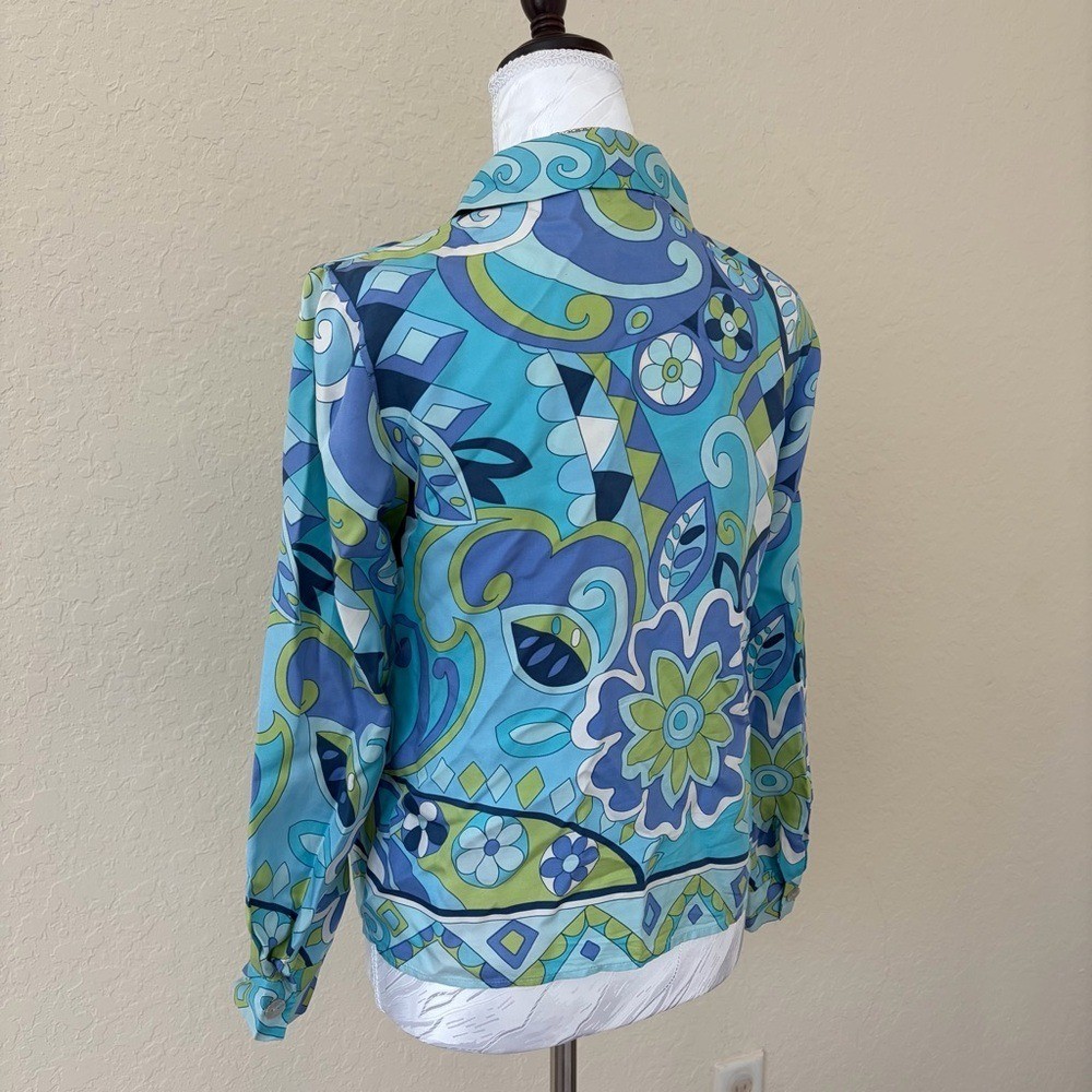 Petite Sophisticate 100% Silk Blouse Psychedelic Print Vintage Petite Size 4
