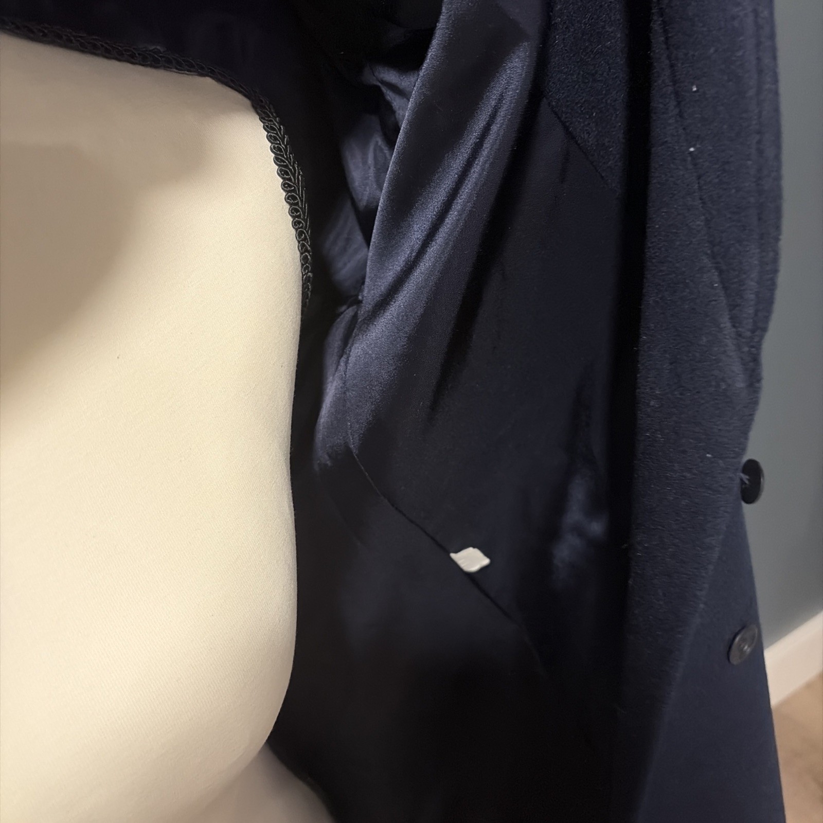Vtg Reflections NWT 100% Wool Size 12 Navy Long Coat See Description For Measure