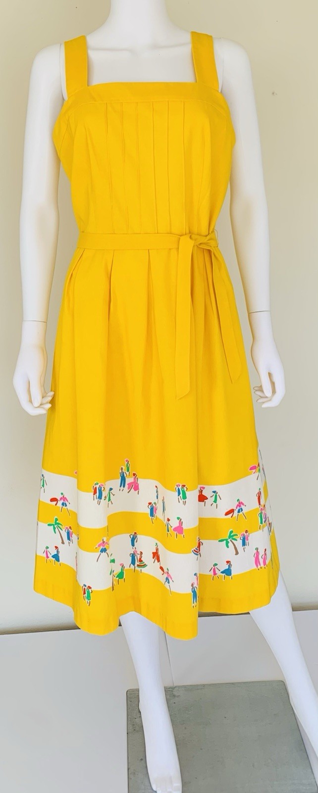 Vintage Malia Hawaiian Yellow Cotton Sundress 70&rsquo;s Retro NEW – Sz 16 ( medium)