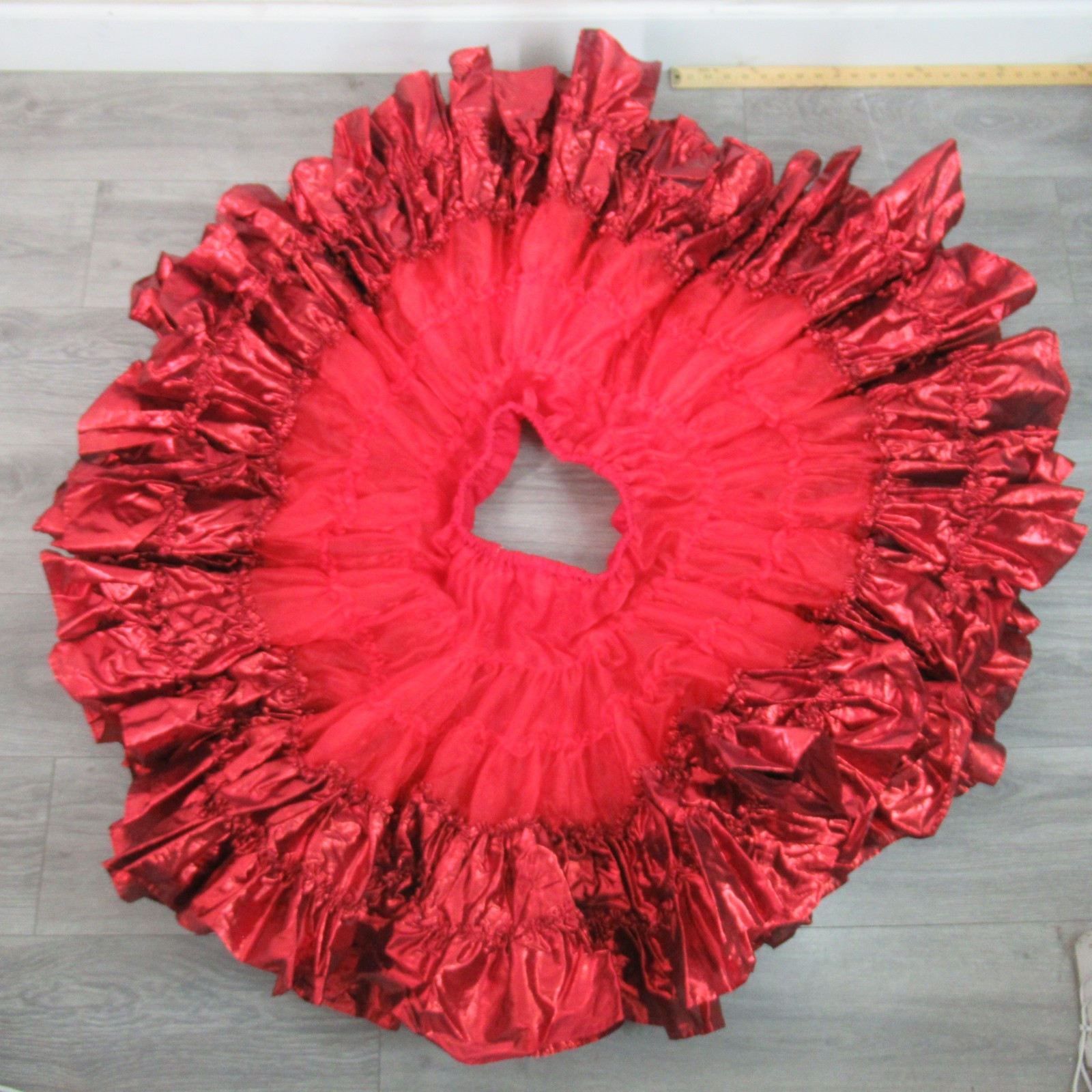 Square Dance Apparel Petticoat M Metallic Red 5 Tier 2 Layer Ruffles
