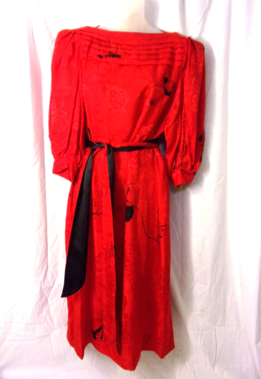Vintage Flora Kung Special Edition Red 100% Silk Dress Lord & Taylor 8 Lovely