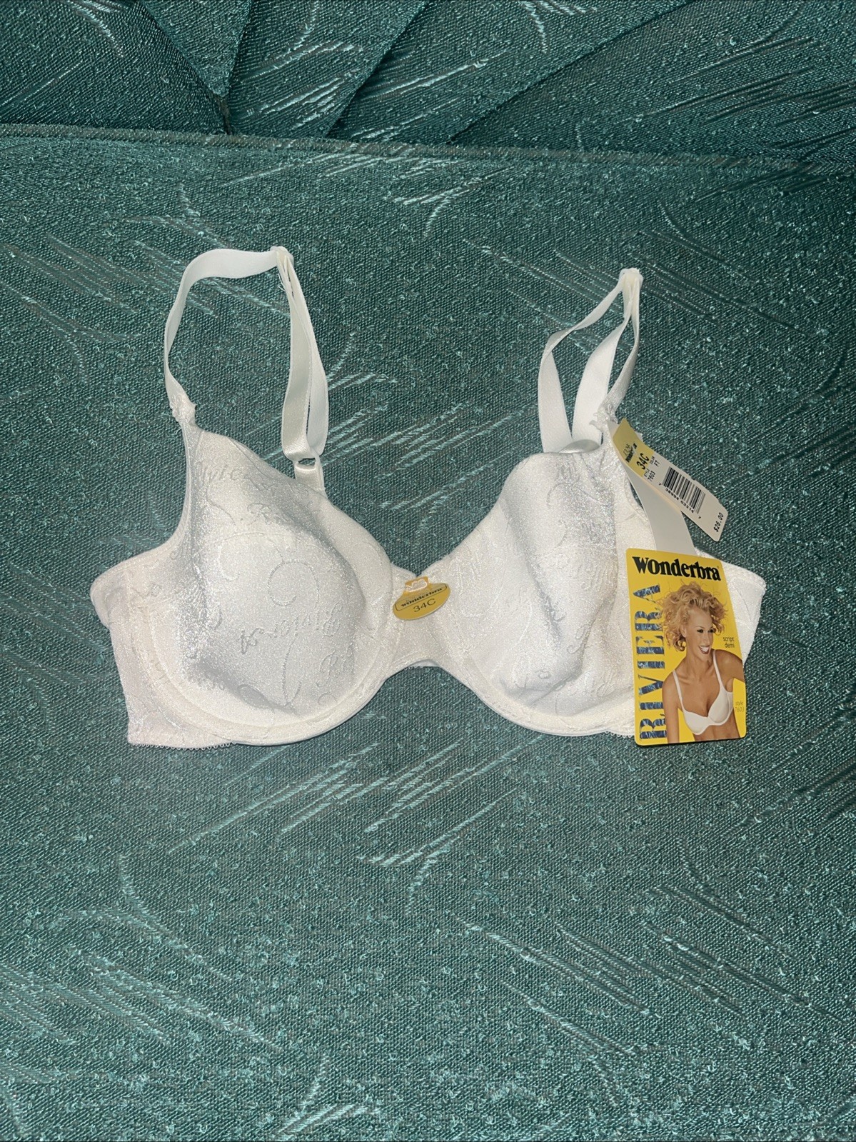 NWT VTG WONDERBRA White Demi Bra 34C New Underwired Flower Charm Second Skin