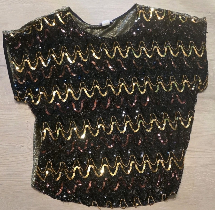 *Vintage* Laura Tyler Plus Size, 24W, 1980s Chevron Wave Womens Sequin Party Top