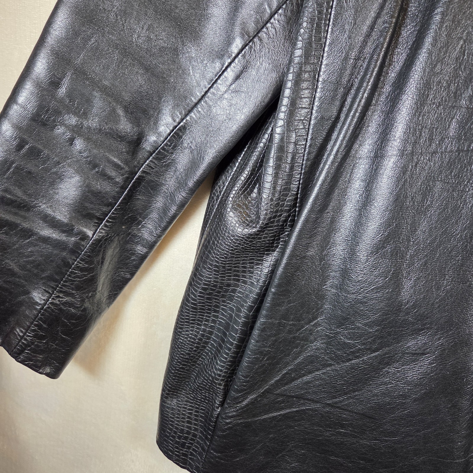 Wilsons 80s Black Leather Jacket Blazer Women’s Vintage Snakeskin Accent