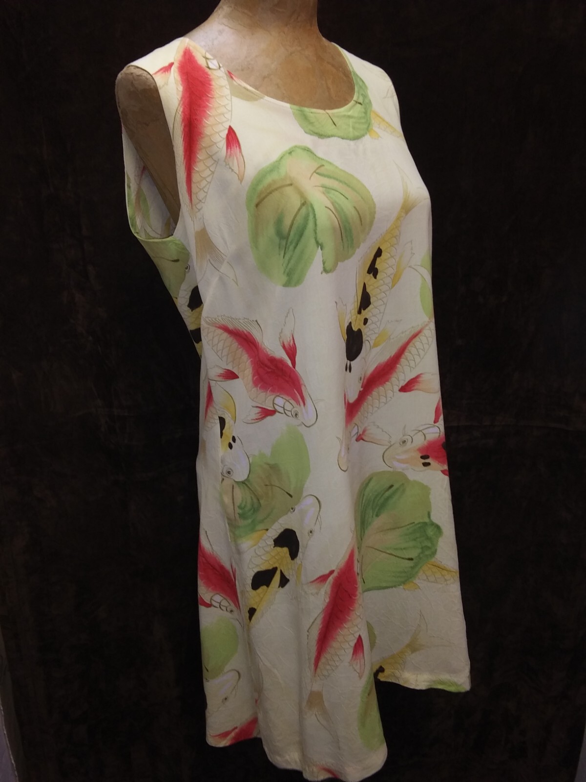 1990&rsquo;s Pale Green Red Green Yellow Rayon Hawaiian Shift Dress Jams World S