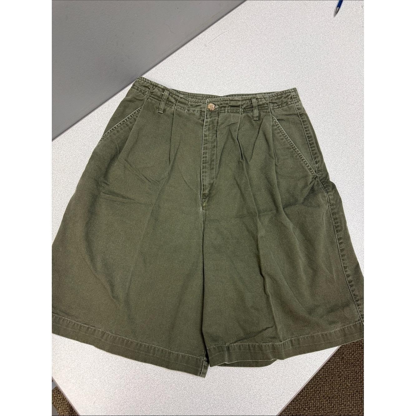 Vintage Y2K Hunt Club Olive Green Pleated Chino Walking Shorts Size 10