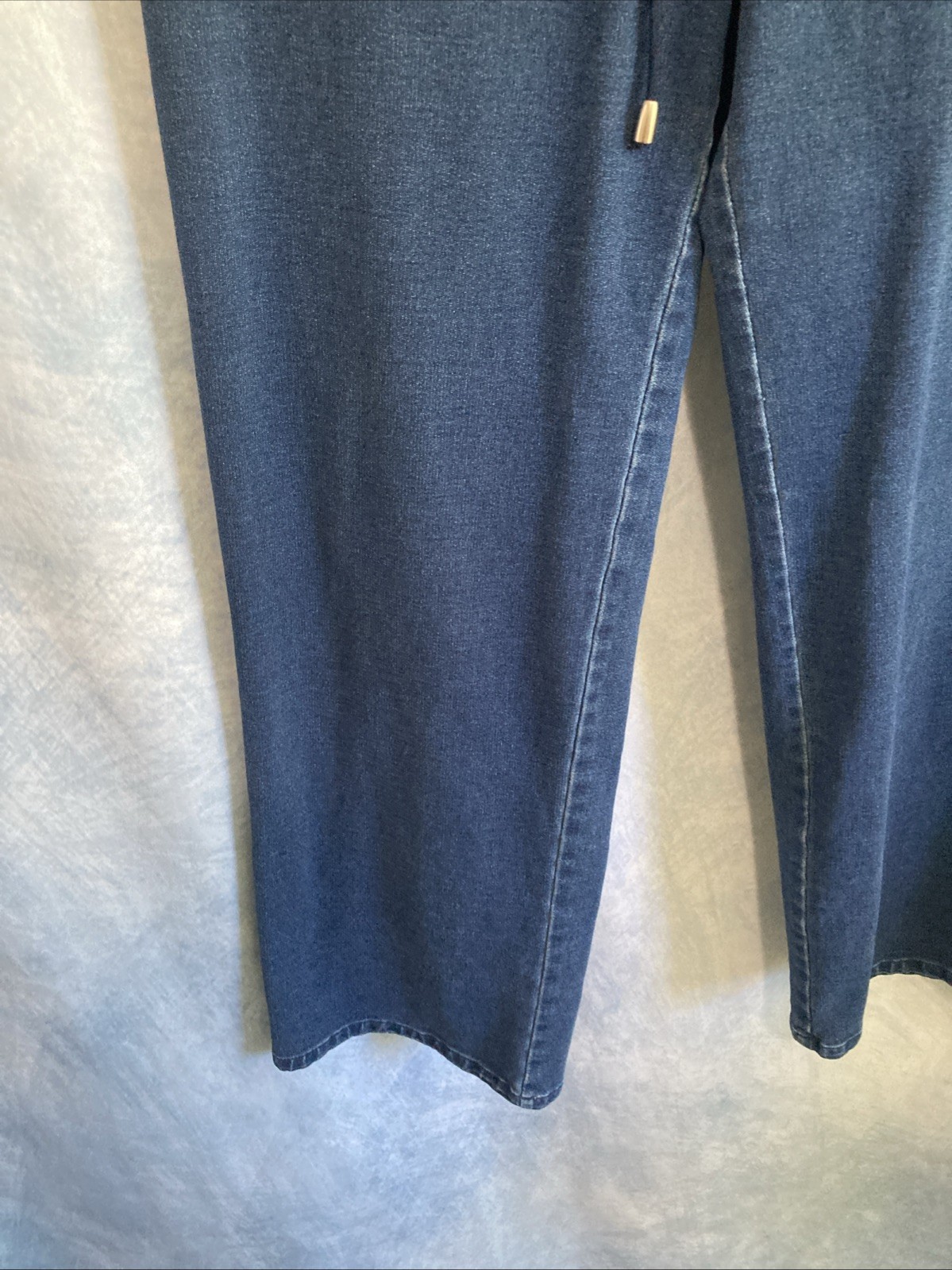 Vtg 90s Y2K Blast Drawstring Denim Pants Petite Medium PM Elastic Waist Comfort