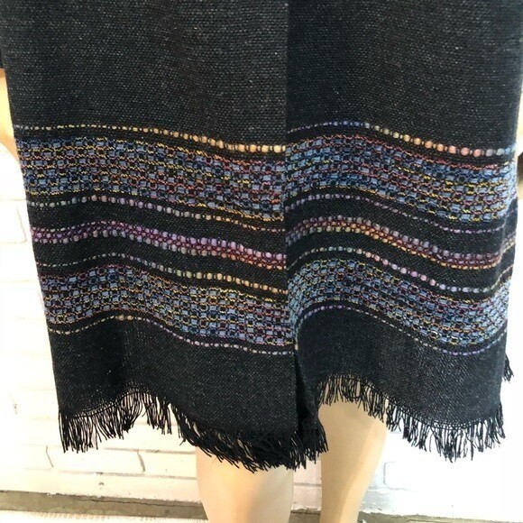 T. Garment Charcoal Grey Textured Button Front Tunic Jacket with Fringe Hem