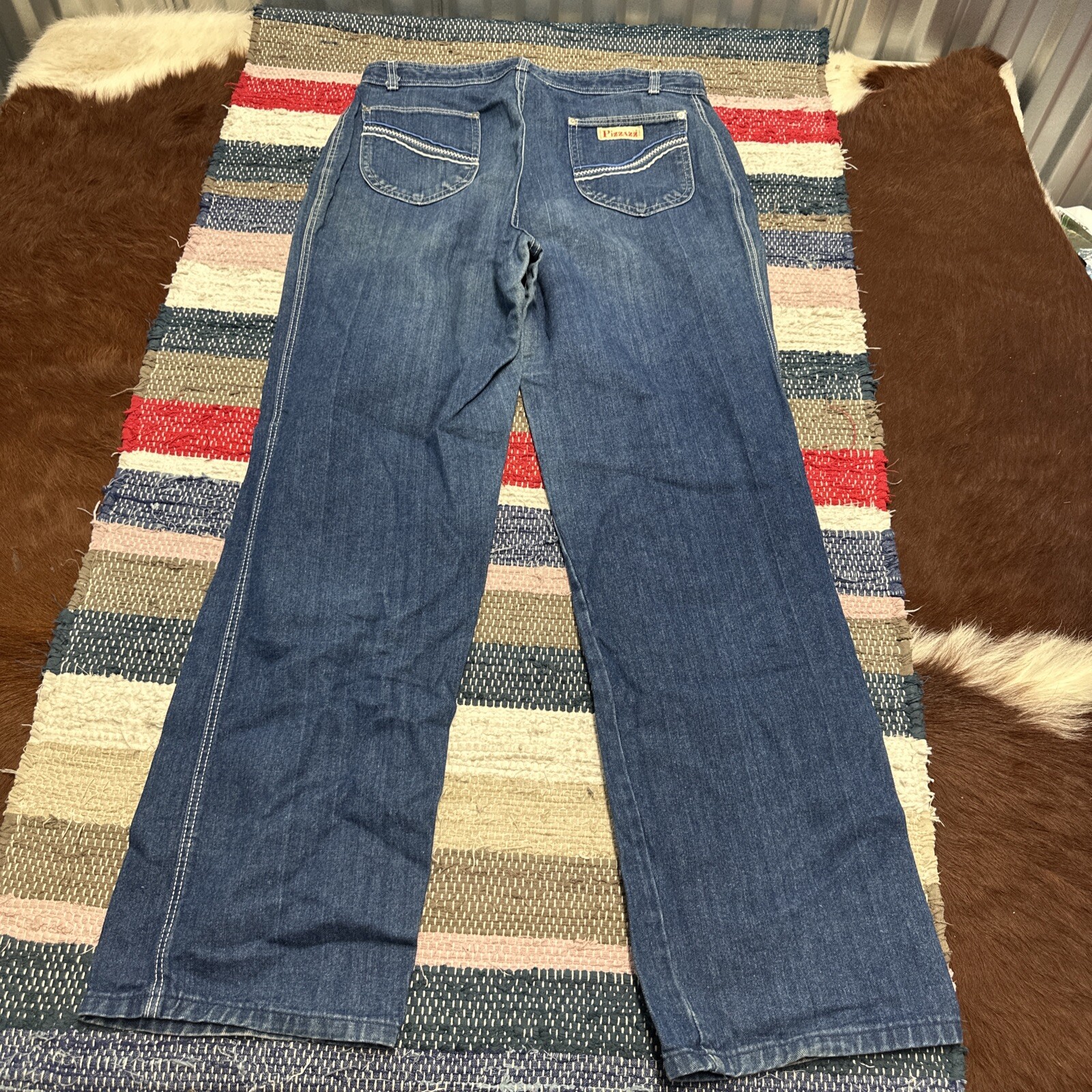 Vintage 1980&rsquo;s Pizzazz Jeans Womens SM High Waist Embroidered Paris NY 32×32&Prime;