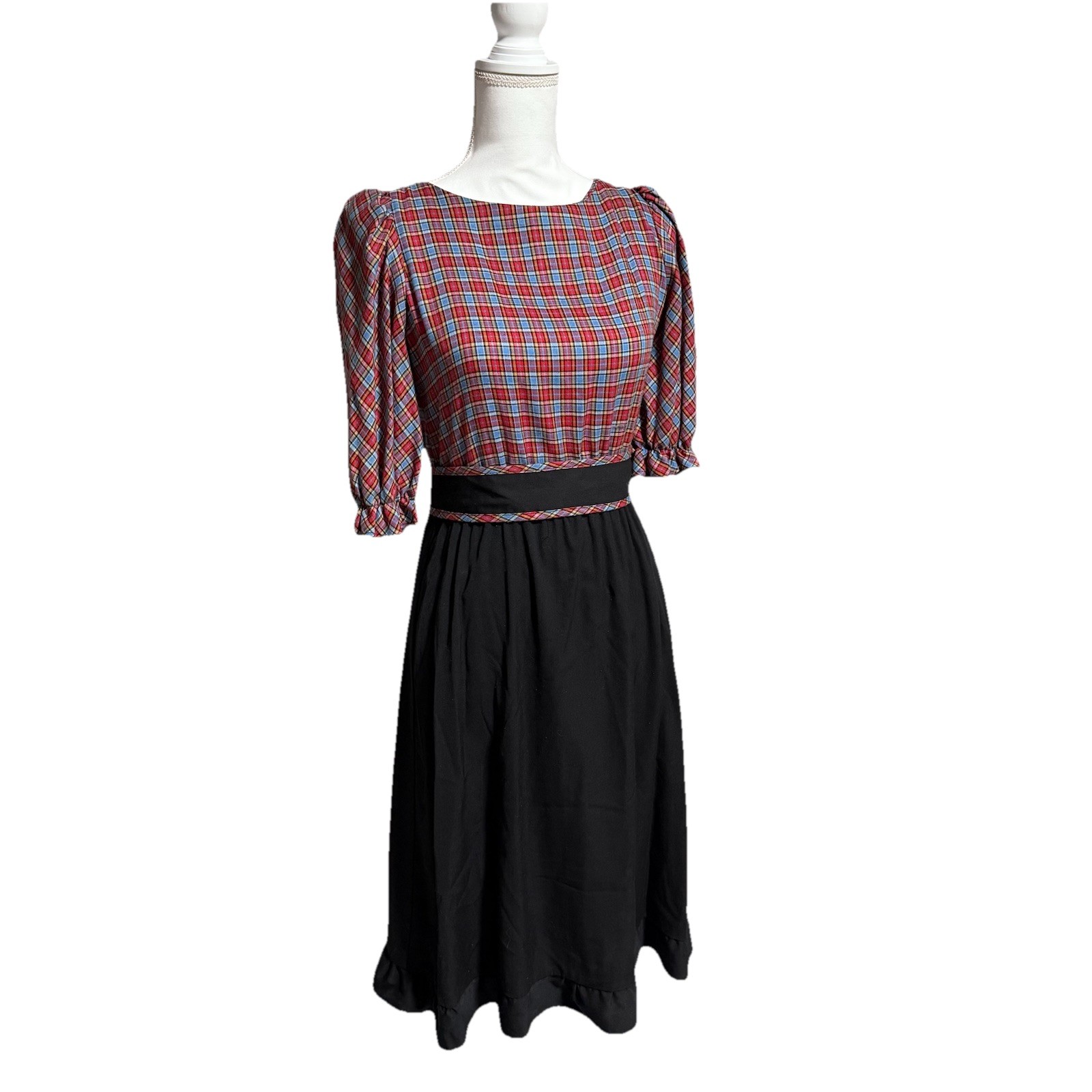 Vintage Jerell’s Sweetheart Plaid Prairie Dress – Size 5 Small/XS