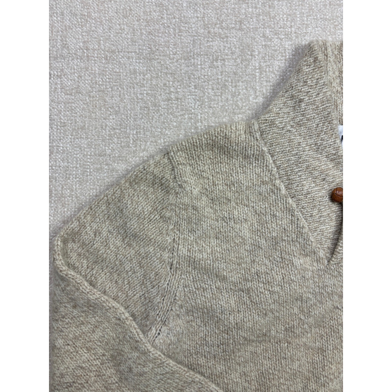 Woolrich Vintage Shawl Collar Wool Blend Sweater Oatmeal Heather XL