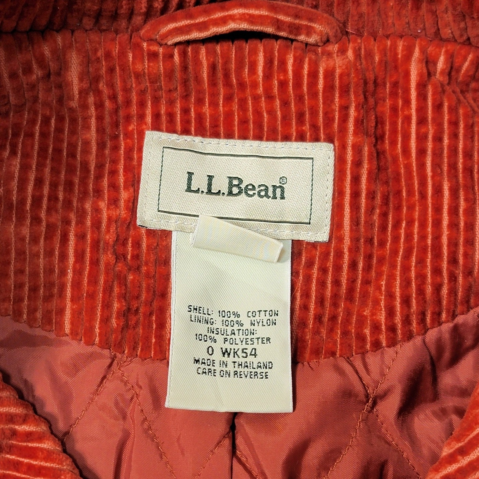 Vtg LL Bean Corduroy Jacket Womens Rust Orange Double Breasted Jacket Cotton M