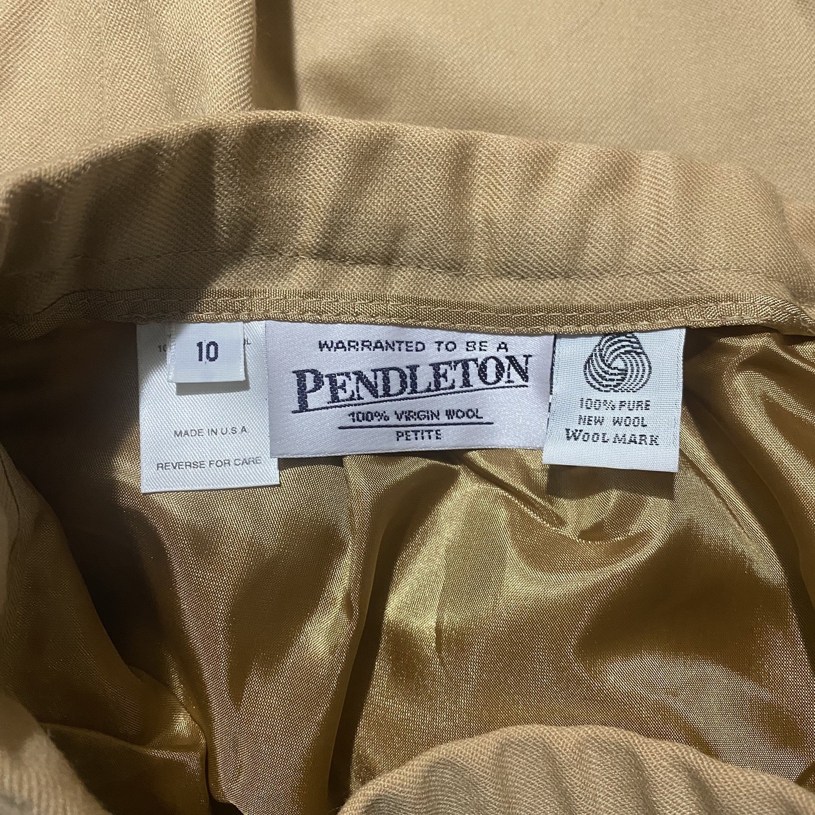 NWT VNTG Pendleton Womens 90’s Power Skirt Sz 10 Tan Solid Wool Classic Preppy