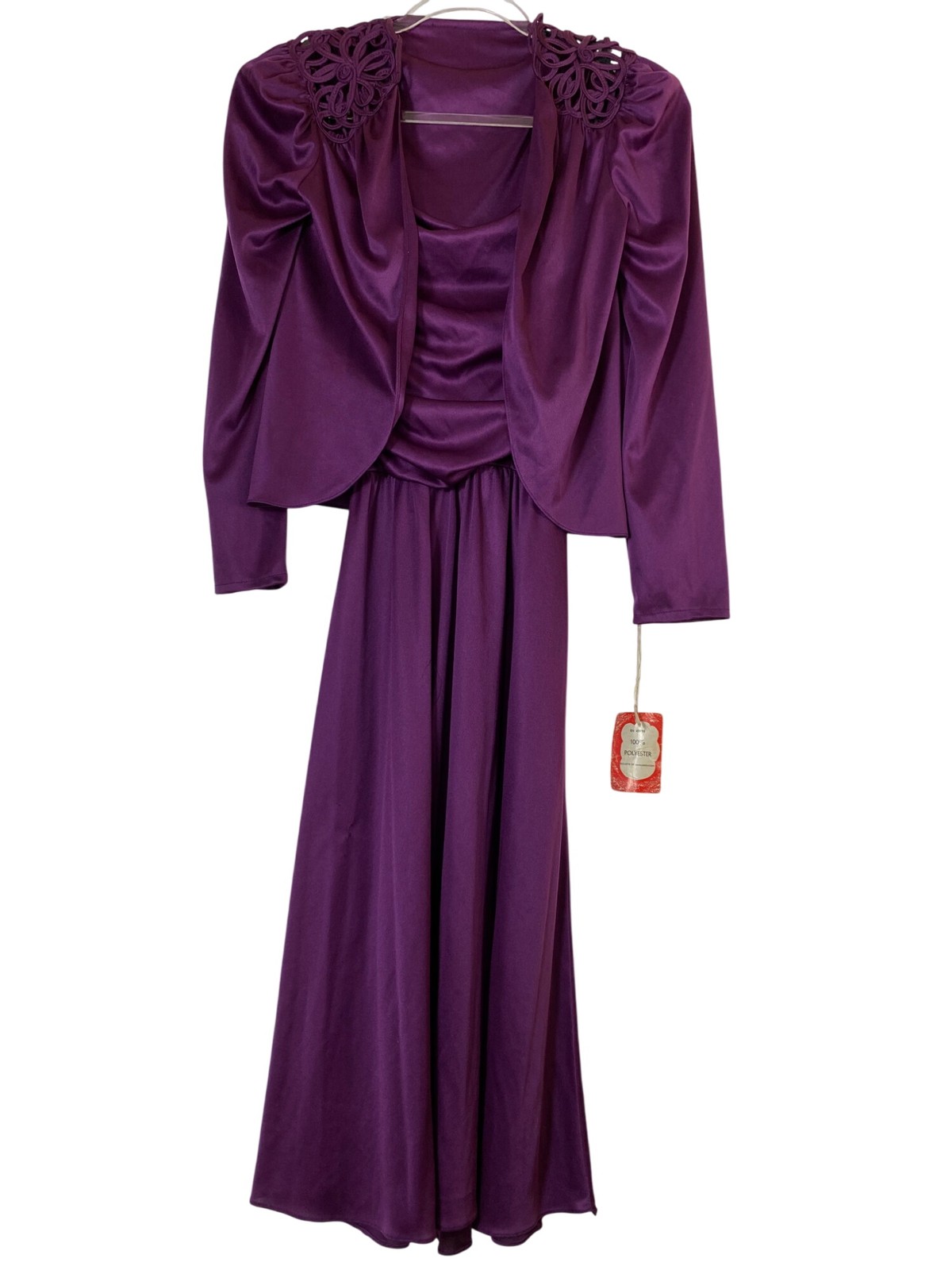 Vintage Purple Sleeveless Dress & Jacket Set Size 7/8 Disco Sexy Retro Eighties