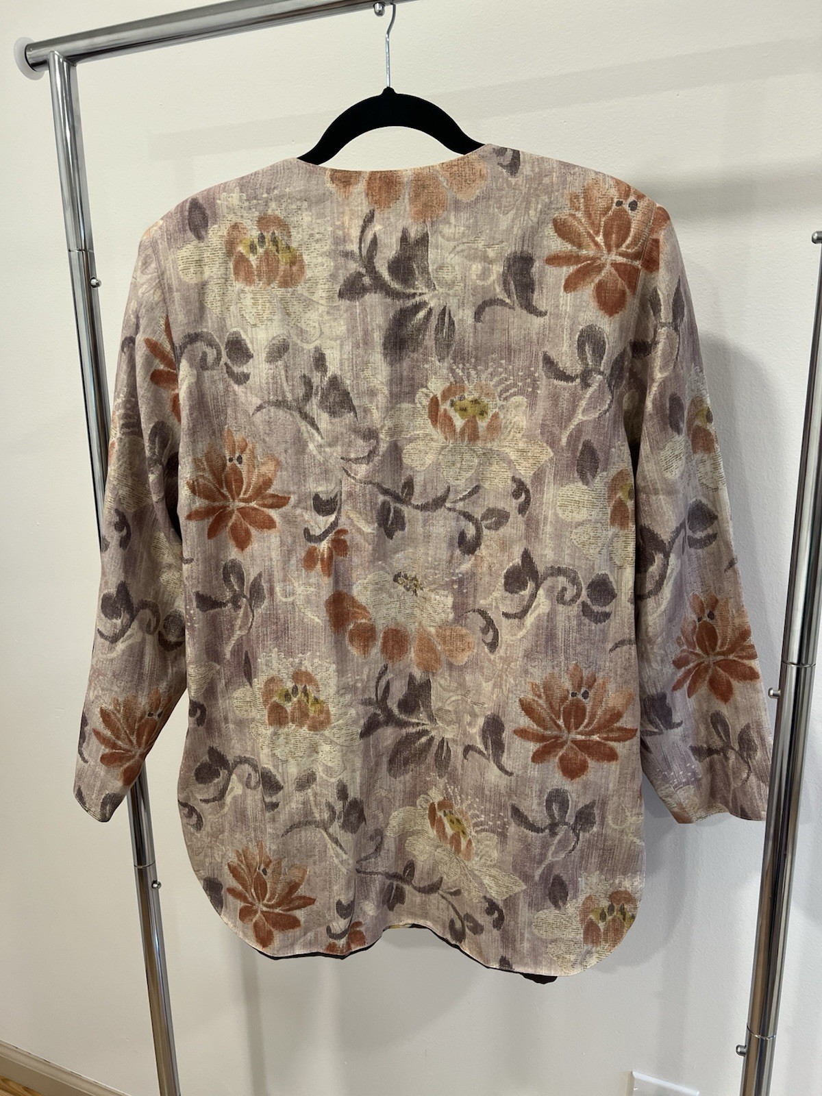 Emanuel Ungaro Parallèle Reversible Linen Jacket Floral Brown Beige Women’s 16