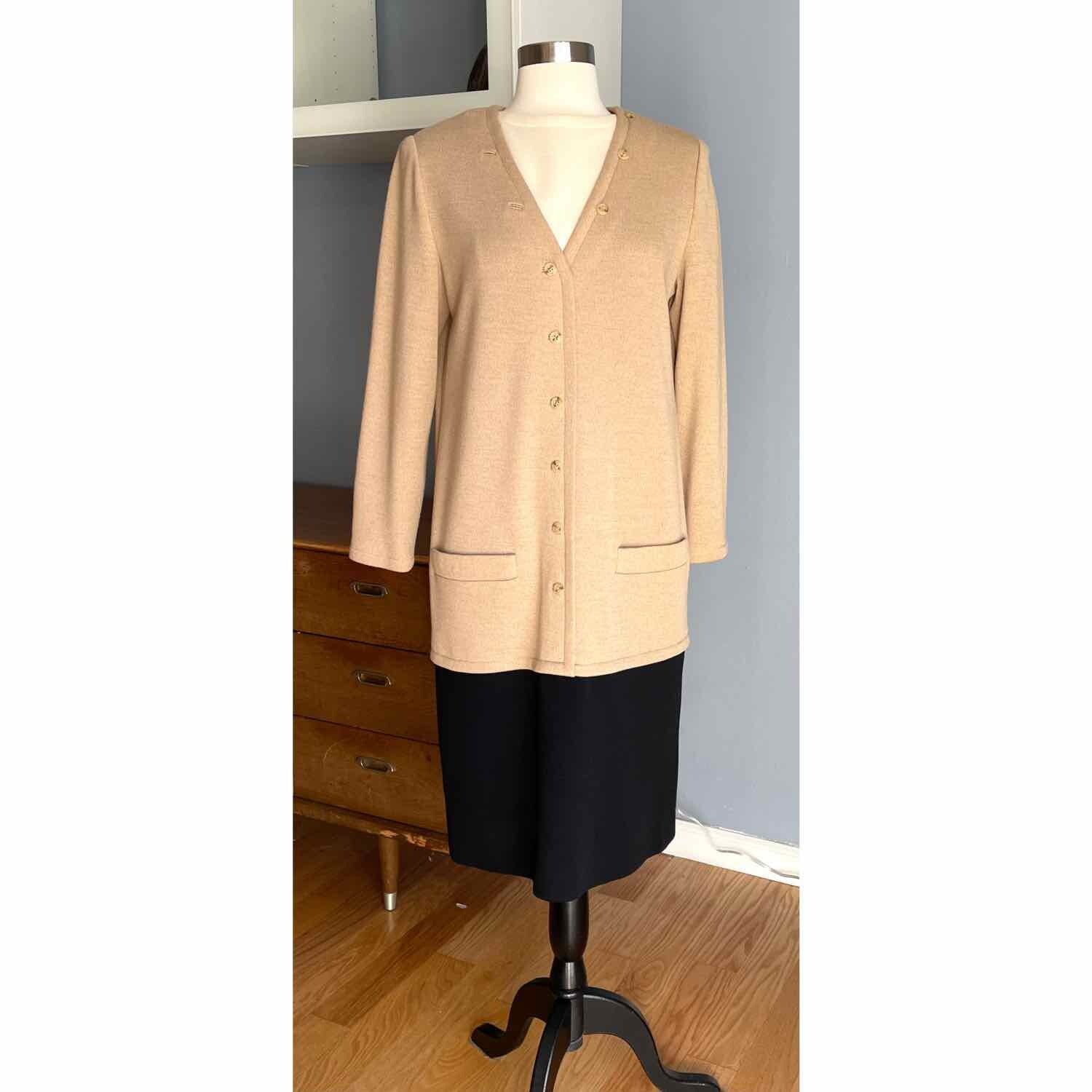 Bill Blass Vintage 70’s Dress Wool Beige Black 12