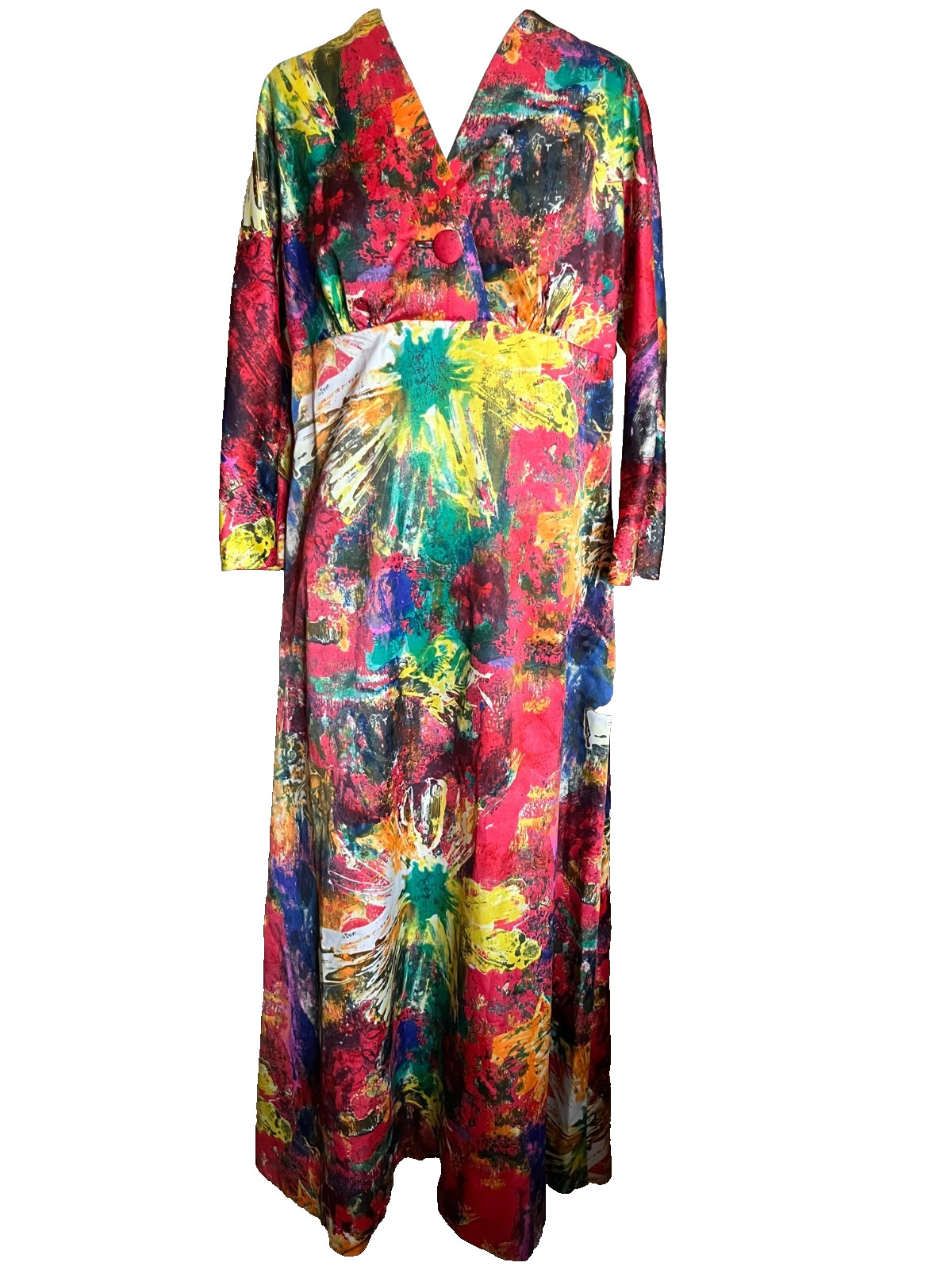 Tori Richard Honolulu Hawaiian Dress Maxi Hong Kong Colorful Size M/L Vintage